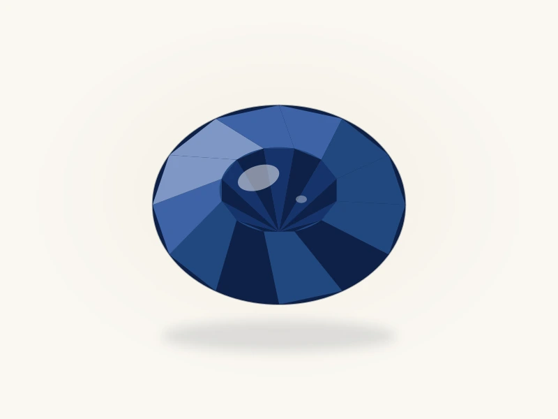 3.12 ct unheated Ceylon blue sapphire, oval cut, face-up view